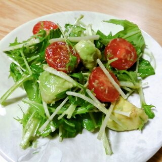 水菜とアボカドとミニトマトのサラダ